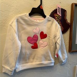 Valentine’s Day White Sweatshirt Red Pink Hearts Reese’s peanut butter Bag Sz 2t